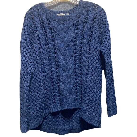 Devoted Women's Blue Long Sleeve Cable Knit Crewneck Pullover Sweater med meaure - Picture 2 of 7